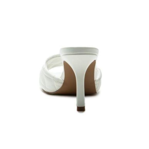 Square Toe Quilted Mules in White - Picture 3 of 5